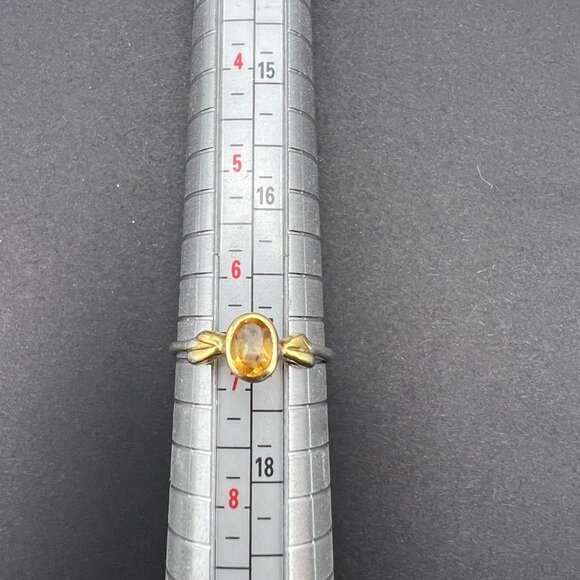 Vintage Sterling Silver Citrine Ring Size 7 - Yellow Gemstone Statement Ring - Picture 8 of 9